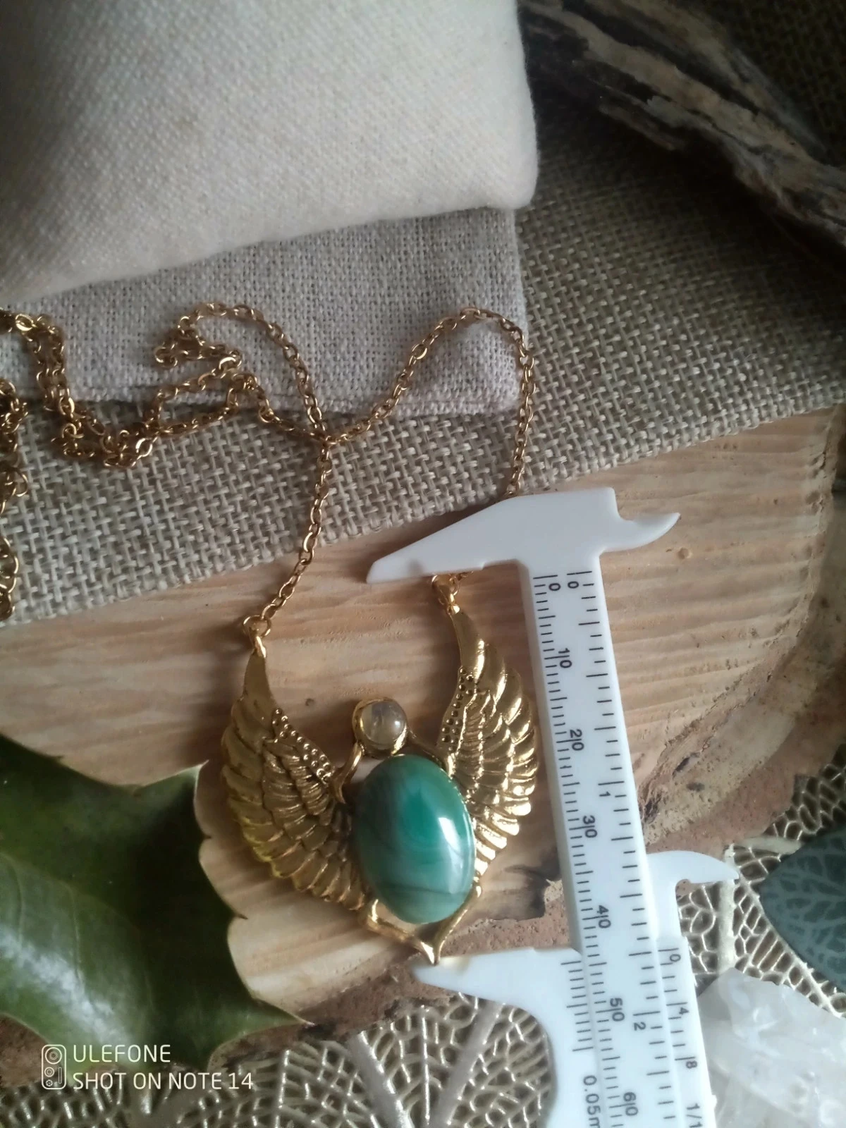 Collier scarabée+ pierres agate verte et labradorite – photo 3